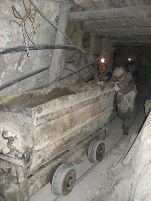 Potosi: hand pushed ore cart, Bolivia 2007
