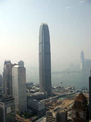 Two International Financial Center 90 Stories.  Photo from Bank, Hong Kong 2008