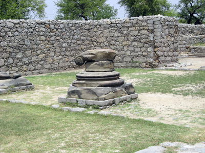 Taxila: Jandial Temple Fragments of Ionian column., Pakistan 2008
