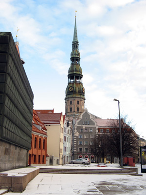 St Peter's Spire Built 1746, flattened in WWII, rebuilt 1973., Riga 2008