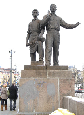 Heroic Soviet Workers On the Green Bridge., Vilnius 2008