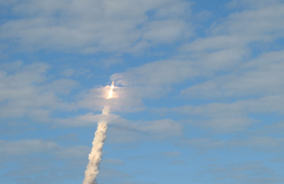 Flaming through the clouds, Atlantis STS-129 Launch, Kennedy Space Center 2009