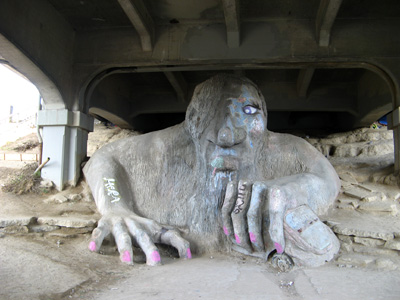 The Fremont Troll Under the Aurora bridge, at N. 36th St., Seattle 2009