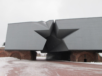 Fortress Entrance With martial music playing., Brest, Belarus December 2010