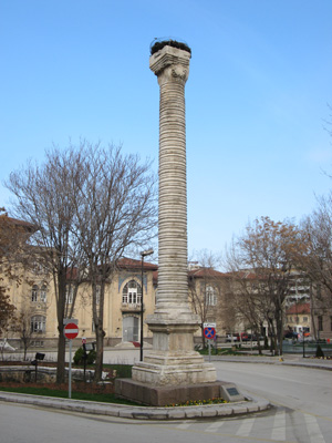 Julian's Column (362 AD) With tradition-hallowed stork's nest, Ankara, Turkey March 2010