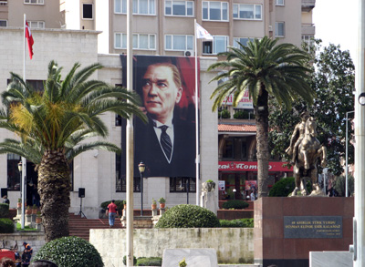Ataturk: Poster and Statue, Antioch, Turkey March 2010