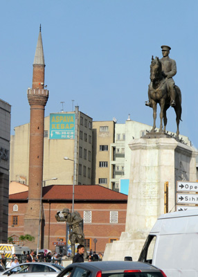 Ataturk & Minaret, Ankara, Turkey May 2010