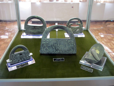 Ceremonial stone handbags Azerbaijan Museum, Tabriz, 2011 Azerbaijan + Iran + Armenia