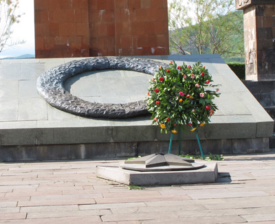 Flowers, but no eternal flame., Stepanakert, 2011 Azerbaijan + Iran + Armenia