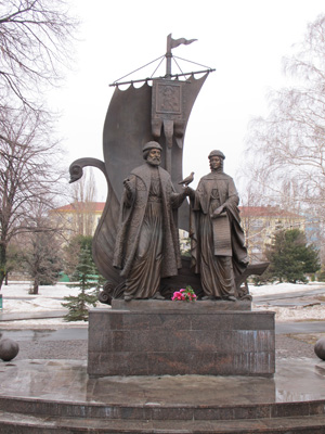 Saints (?) with a ship, Samara, 2013 Volga Cities