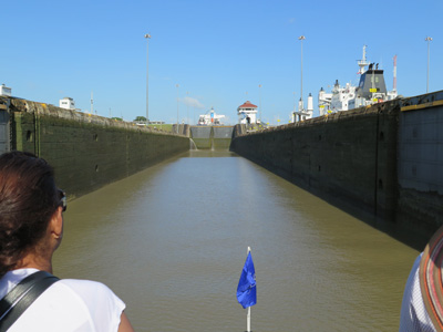 Miraflores Locks: Into the first lock, Panama Canal Transit, Panama 2014