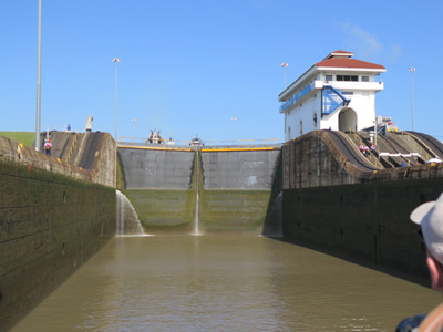 Miraflores Locks: Waiting at the gate, Panama Canal Transit, Panama 2014