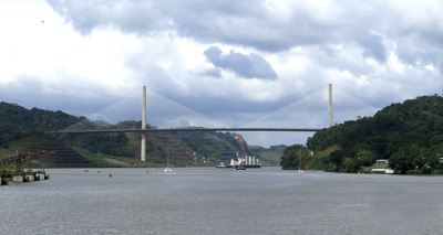 Centenniel Bridge:  into the Gaillard Cut, Panama Canal Transit, Panama 2014