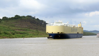 Giant car carrier, Panama Canal Transit, Panama 2014