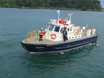 A pilot boat, Panama Canal Transit, Panama 2014