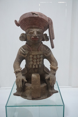 Ceramic.  Incense jar lid.  Late classic., Copan Ruinas Town Museum, Honduras 2016