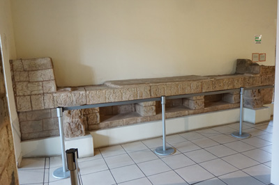 Sclupted bench, 781 AD, Copan Ruinas Town Museum, Honduras 2016