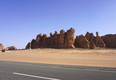 Rock spires, 15 miles East of Madain Saleh, Ha'il to Al Ula, Saudi Arabia 2019