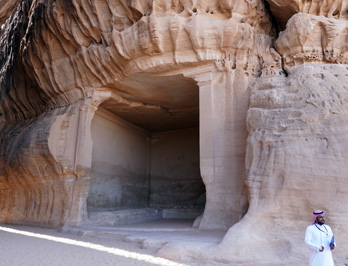 Jabal Ithlib: Al Diwan, a rock-carved meeting room(?), Madain Saleh: Jabal Ithlib, Saudi Arabia 2019