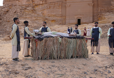 Funerary preparations, Madain Saleh: Immersive Play, Saudi Arabia 2019