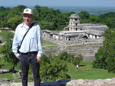 View from Temple of the Cross towards Palace., Palenque, Mexico 2004