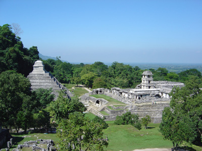 View of Temple of Inscriptions and Palace, Palenque, Mexico 2004