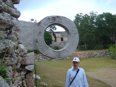 Goal ring in ballcourt, Uxmal, Mexico 2004