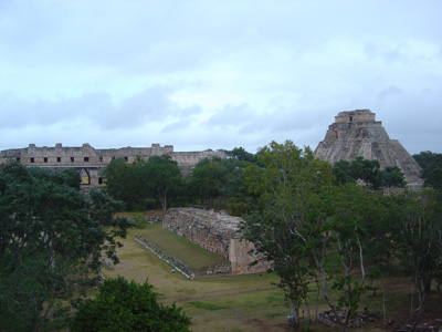 View of Nunnery and Temple of the Magician, Uxmal, Mexico 2004