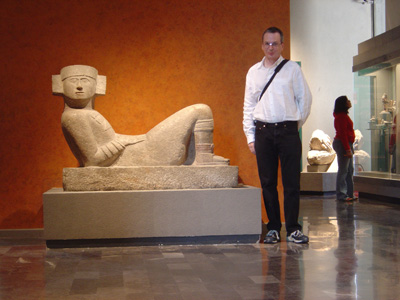 Chac Mool plus Scotsman, Museum of Anthropology, Mexico 2004