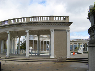 Peristyle around outdoor pool., Hearst Castle, San Simeon, Heart Castle and Getty Museum, 2007