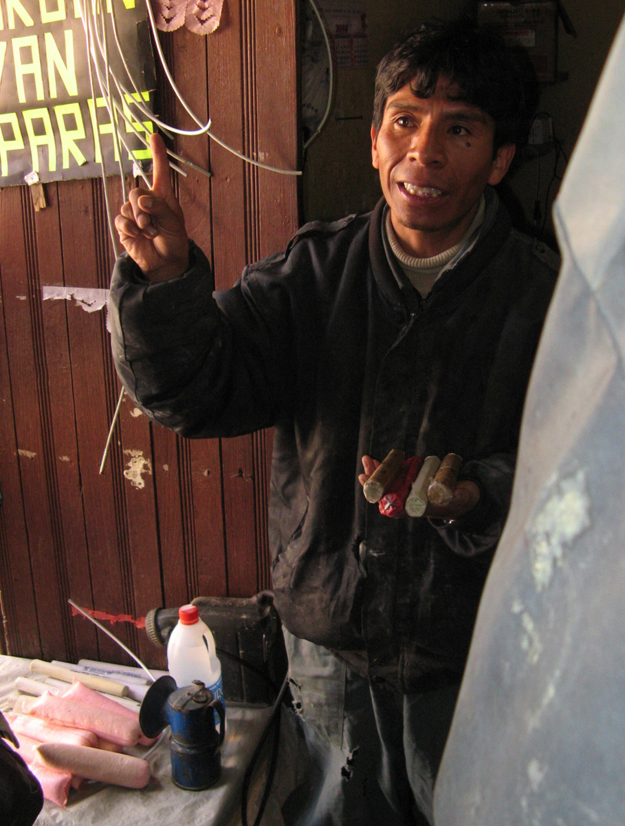 Potosi, Potosi: Mining Supplies Four kinds of dynamite + (pink) Ammonium Nitrate
