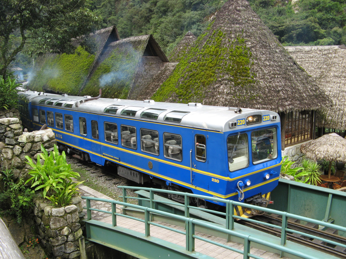 Machu Picchu, PeruRail Vistadome With MPPH InkaTerra Cafe in background.