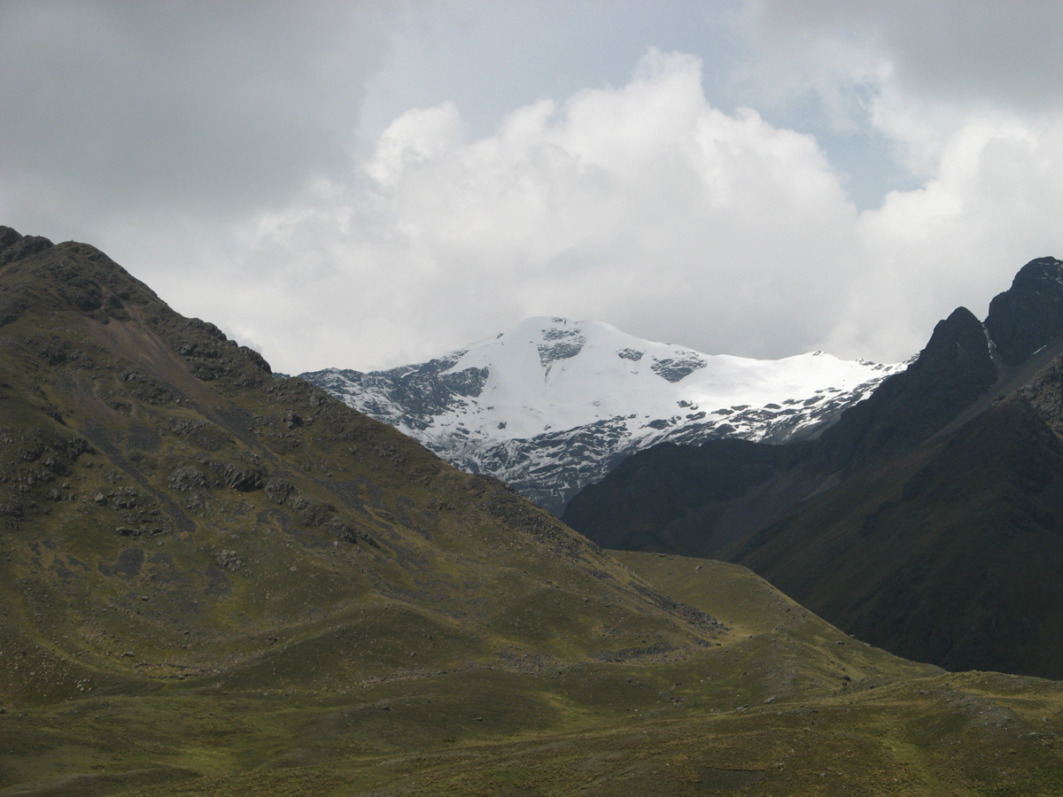 Puno, La Raya view from 4335 meters Glacier feeds both Urubamba and lake Titicaca.