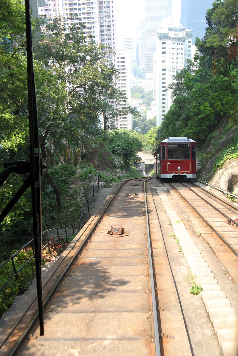 Hong Kong 2008, Peak Tram Looking down the steep track