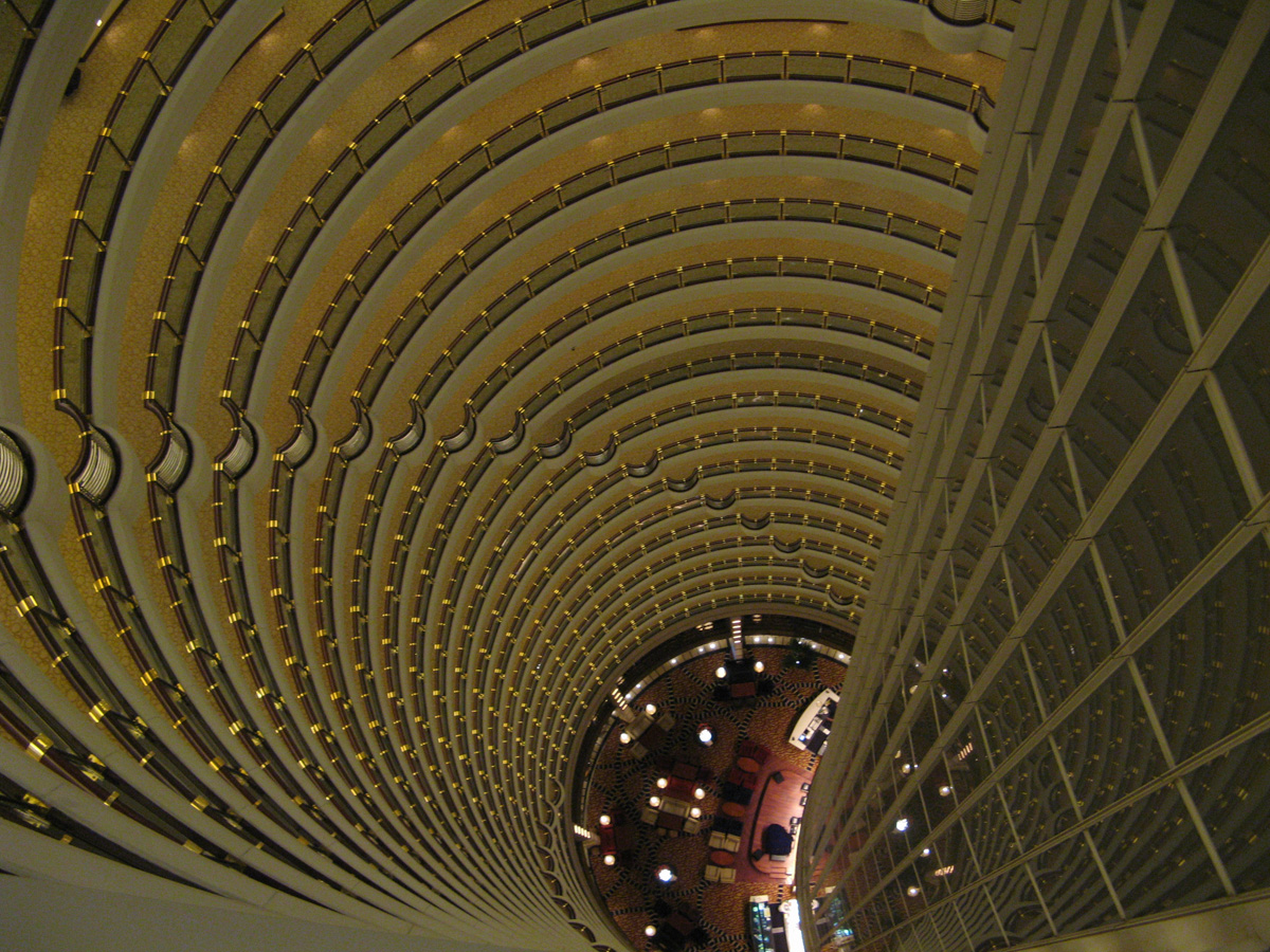 Shanghai, Grand Hyatt Shanghai Internal Atrium view down to 50th floor.