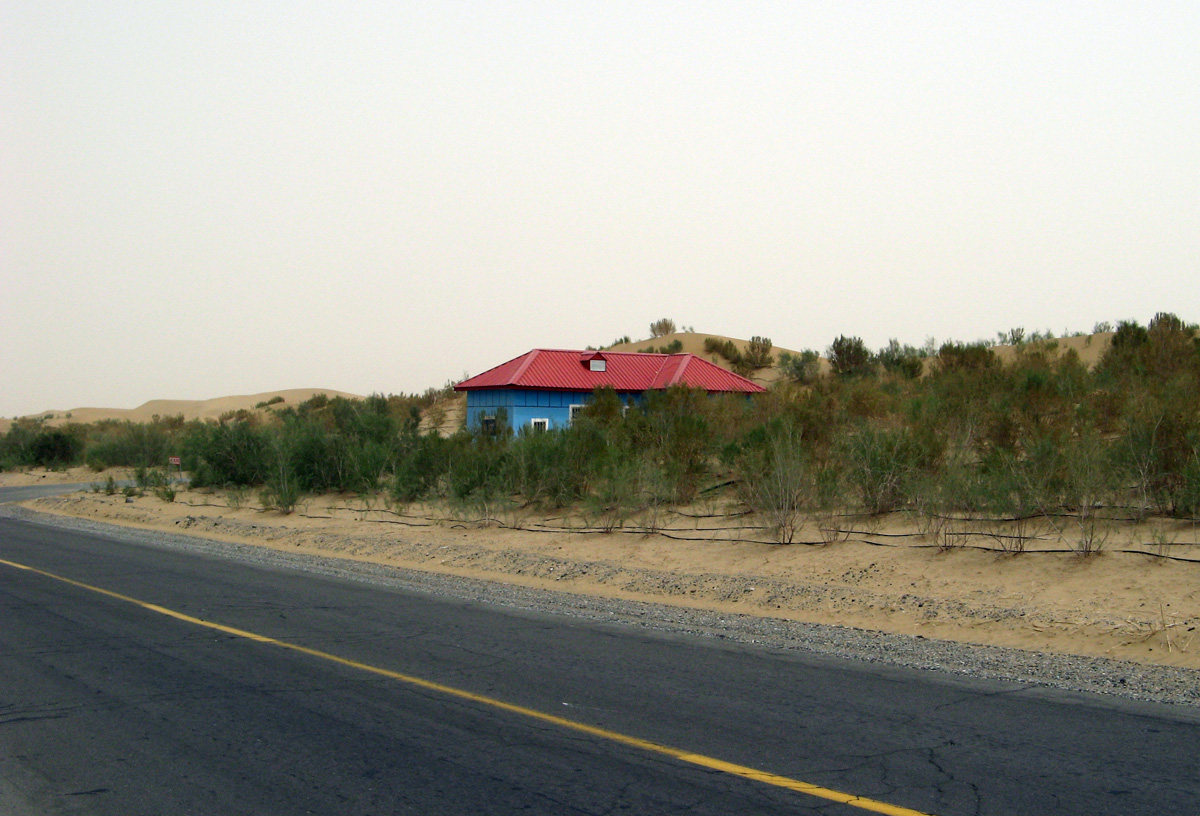 Across the Taklmakan, Maintenance Station Pumping station + home for maintenance men. Every few miles.