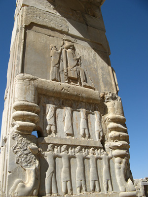 King, supported by peoples., Persepolis, Iran 2008