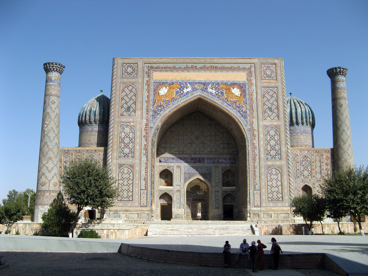 Samarkand, Sher-Dor Medressa (Registan East.  ~1636)