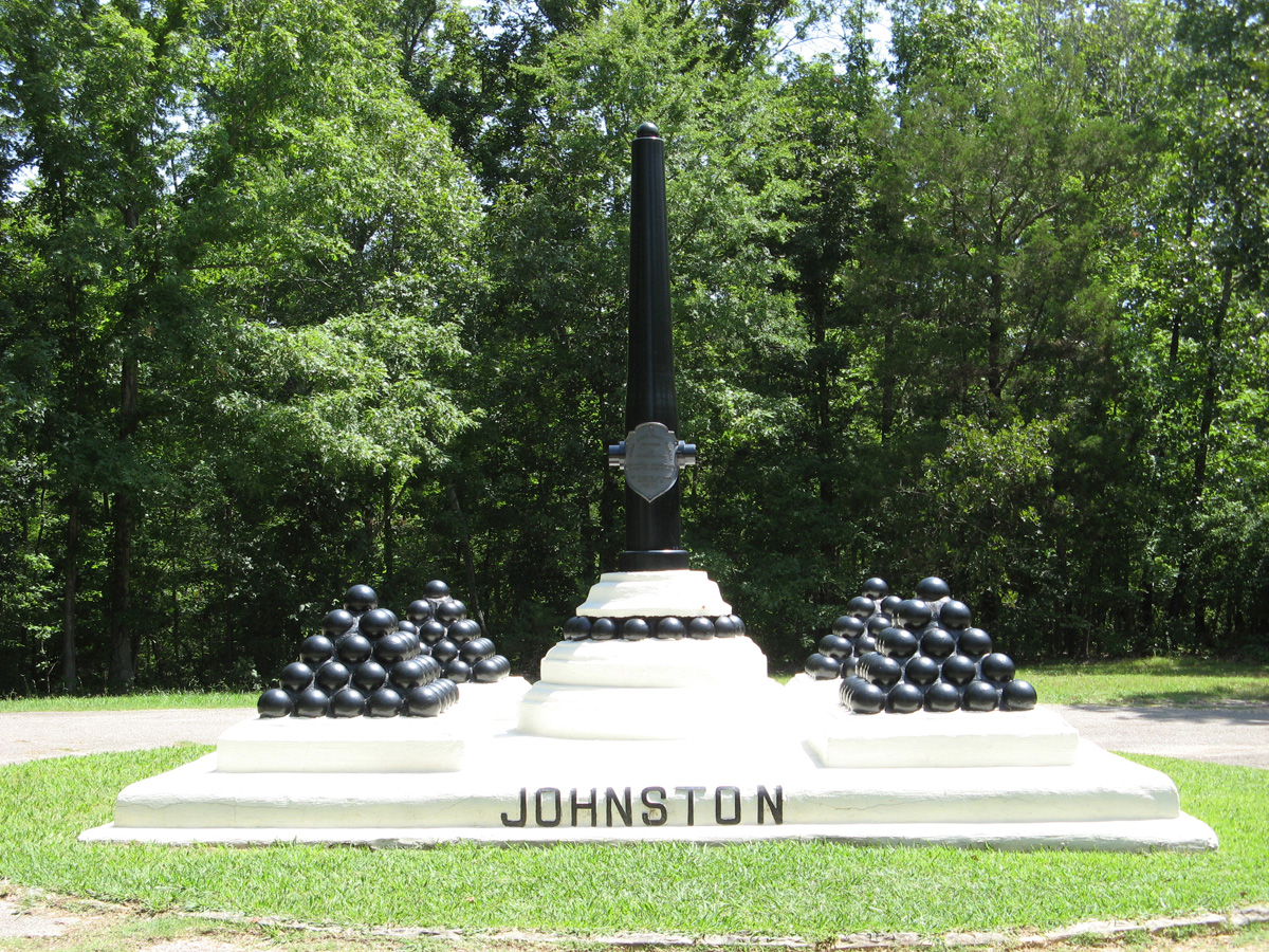 Shiloh, Albert Sidney Johnston Memorial Marking where he was mortally wounded.