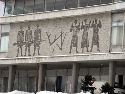 Strange museum mosaic... Partisans and Peasants?, Belgrade, 2009 Balkans