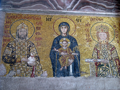 Mosaic: John Comnenus II + M&C + Irene (12th c.), Hagia Sophia, Istanbul 2009