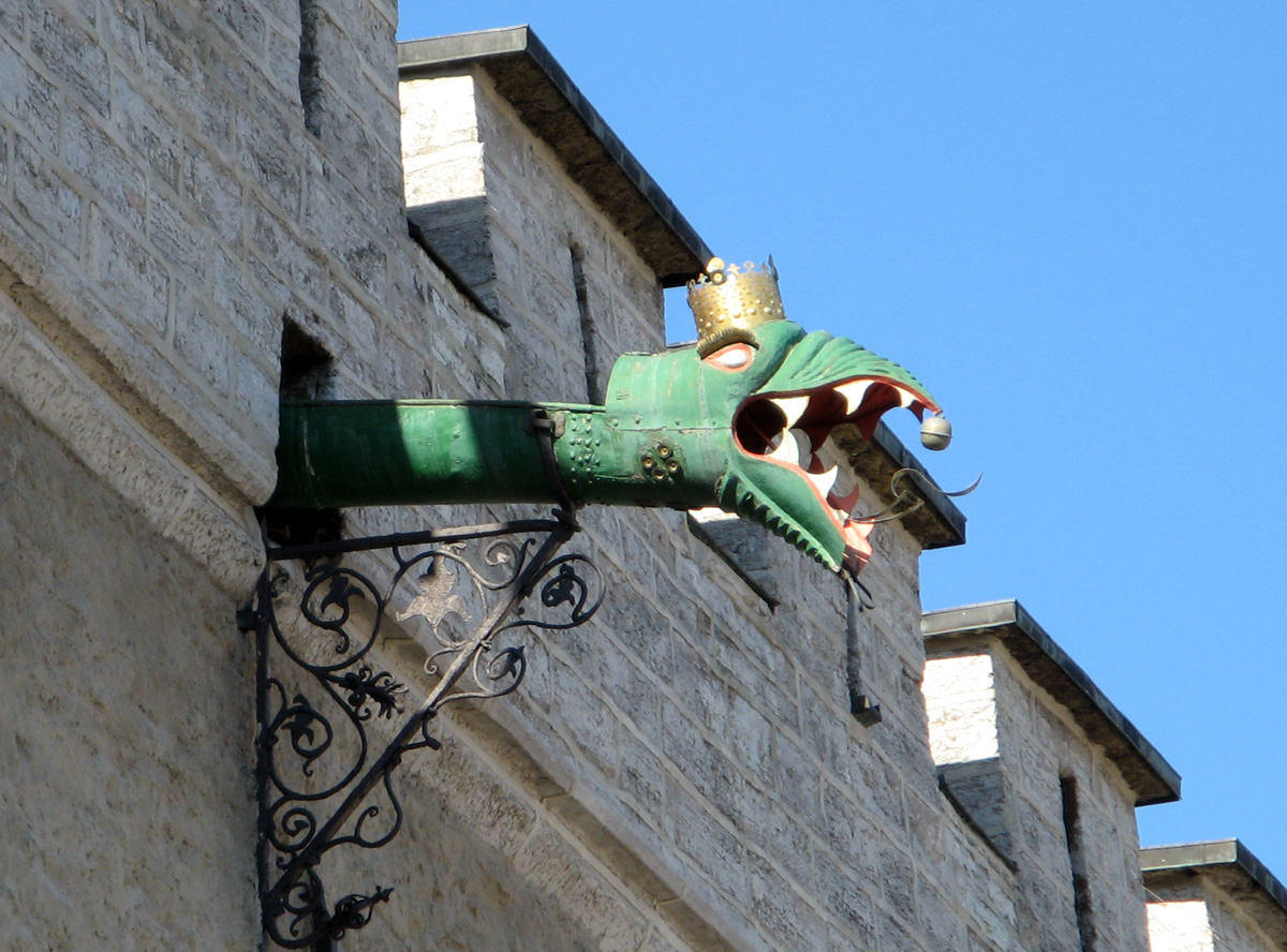Tallinn, Dragon Drain Spout On City Hall