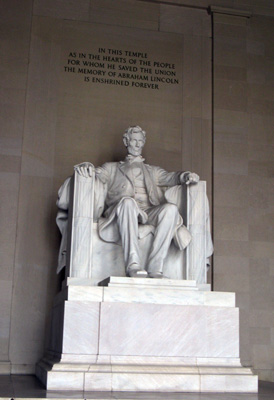 Lincoln in Lincoln Monument, Monuments, Washington D.C. 2009