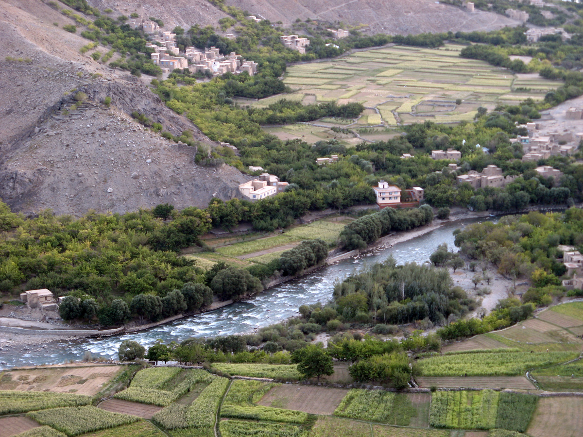 Panjshir Valley, Village & Fields, from above Massoud