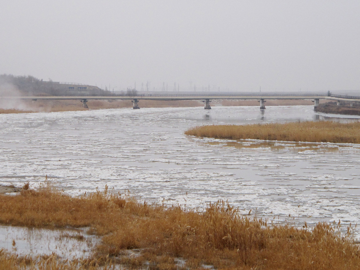 Baikonur City, Ice on the Syr Darya (aka the Jaxartes)