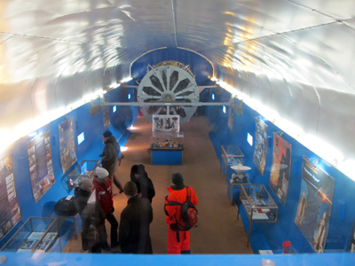 Buran interior, from cockpit., Baikonur 2010