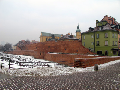 Rebuilt city walls., Warsaw, European Union Dec 2010