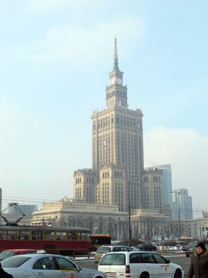 Soviet-era Palace of Culture, Warsaw, European Union Dec 2010