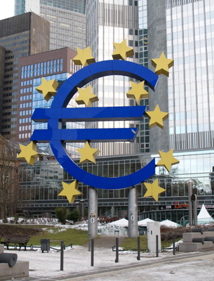 European Central Bank logo, Frankfurt, European Union Dec 2010