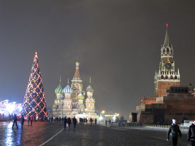Red Square by dark, Moscow, Russia December 2010